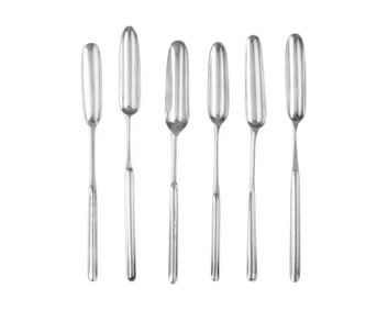 A Group of Six George I-III Sterling and Britannia Silver Marrow Scoops