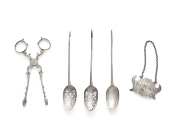An Assembled Group of Five George I - III Sterling Silver Tablewares