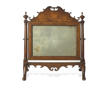 A Regency Inlaid Mahogany and Etched Glass Shaving Glass