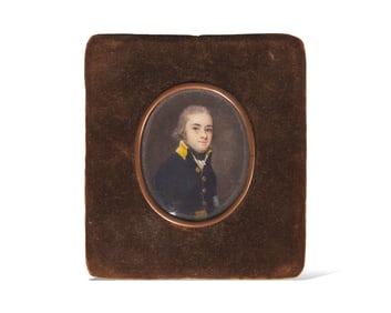 Continental School 18th Century, A Portrait Miniature of a Young Officer