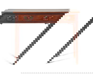 A Chippendale Mahogany Side Table: A Chippendale Mahogany Side Table Probably Annapolis, Maryland or Virginia, Circa 1765-1775 with flat molded top, over single drawer, on tapered and molded legs, with later applied brackets. Height 29