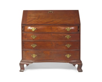 A Chippendale Cherry Oxbow Slant-Front Desk