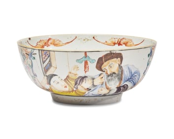 A Chinese Export Porcelain Famille Rose Punch Bowl