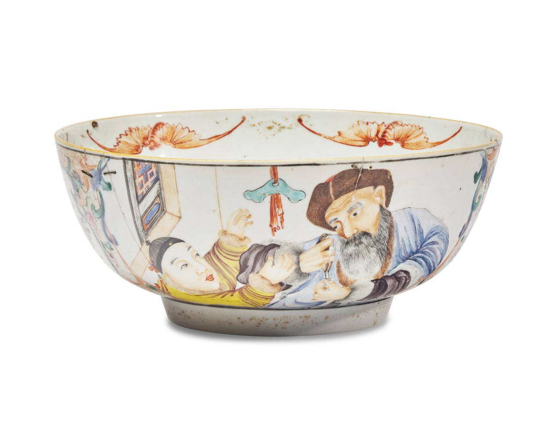 A Chinese Export Porcelain Famille Rose Punch Bowl