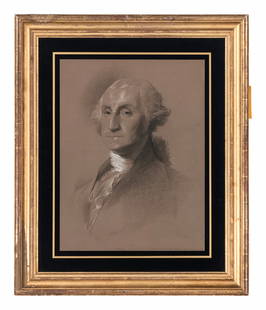 Samuel Lawrence (English, 1814-1884), A Portrait of George Washington (1732-1799): Samuel Lawrence (English, 1814-1884), A Portrait of George Washington (1732-1799) Dated, "1858" inscribed to bottom edge, "drawn from the original painting by Stewart (sic) at Newport, Rhode Island, b