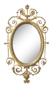 An Oval Giltwood Looking Glass