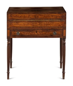 A Late Federal Brass-Mounted Mahogany and Maple Campaign Desk