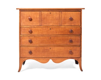 A Federal Tiger Maple Chest Of Drawers
