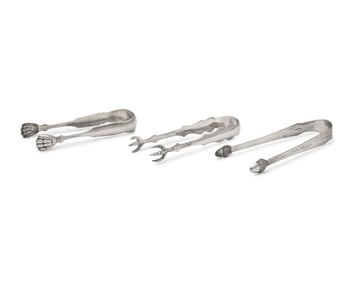 A Group of Three Federal and Classical Silver Sugar Tongs