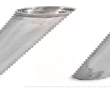 A Federal Silver Beaker / Julep Cup: A Federal Silver Beaker / Julep Cup Daniel Van Voorhis (1751-1824), Princeton, New Jersey, Circa 1782-1784 tapered sides, with faint crest in the form of a rabbit visible to interior, marked to unders
