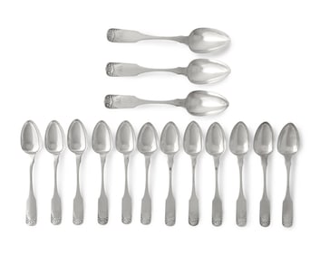 A Set of Fifteen Federal Silver Spoons
