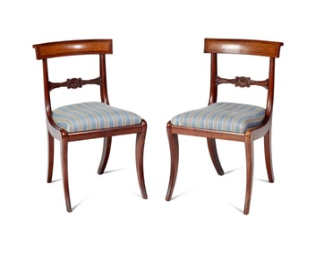 A Pair of Classical Carved Mahogany Klismos Chairs