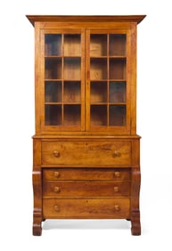 A Classical Tiger Maple Secretary Bookcase