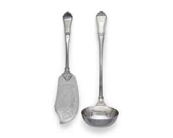 A Chinese Export Silver Punch Ladle and Fish Knife