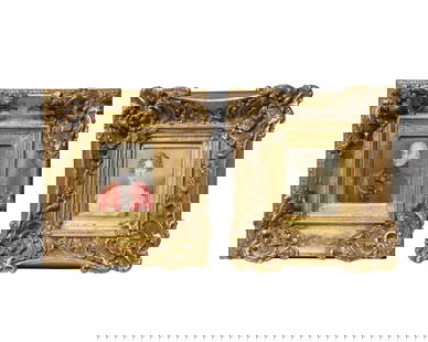 English School 19th Century, A Pair Of Portrait Miniatures: Henry P. Steele, Lieutenant R.N., And: English School 19th Century, A Pair Of Portrait Miniatures: Henry P. Steele, Lieutenant R.N., And Margaret Stenhouse Circa 1820-1830 watercolor, housed in giltwood frames, the portrait of Margaret ins