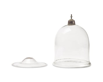 A Federal Blown Glass and Brass Bell Jar Lantern