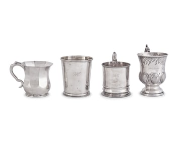 A Group of Four Silver Beakers and Child's Cups
