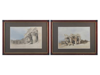 David Roberts, RA (Scottish, 1796-1864), A Pair Of Lithographs Of Egyptian Ruins: David Roberts, RA (Scottish, 1796-1864), A Pair Of Lithographs Of Egyptian Ruins Published By F.G. Moon, London, August 1 And 14, 1846 the first, inscribed and dated, "Edfou/ Nov. 24th 1838," l.l., an