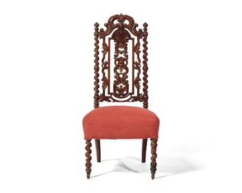 A Renaissance Revival Carved Walnut Side Chair
