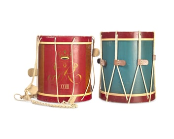 Two Revolutionary War Reproduction Painted Drums