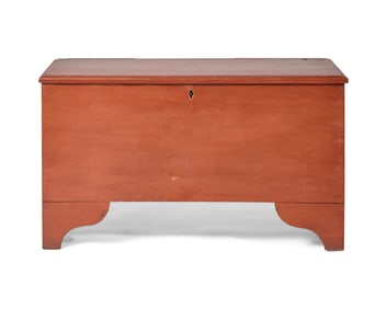 A Small Salmon-Painted Pine Blanket Chest