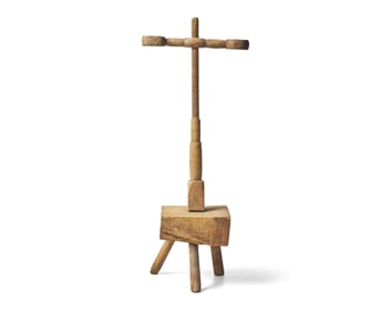 An Adjustable Double Maple, Hickory and Oak Candlestand