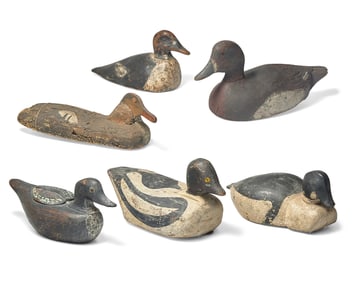 A Group of Six Carved and Painted Decoys