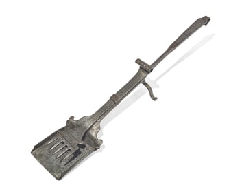 An Unusual Wrought Iron / Steel Peel with Adjustable Fork