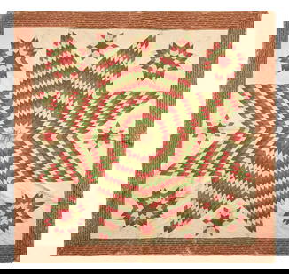 A Pieced Star of Bethlehem Quilt: A Pieced Star of Bethlehem Quilt Dated, "1859" inscribed in ink, "Presented to John Saylor by Susan Henderson/ June 1859." 98 x 95 inches. This lot is located in Philadelphia. Provenance: Zaricor Quil