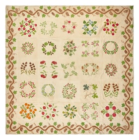An Appliqued, Trapunto and Embroidered Quilt