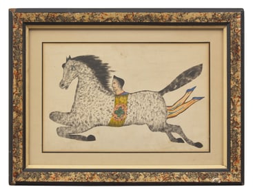 American School 19th Century, A Drawing of a Flying Horse and Acrobat