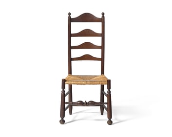 A Painted Ladderback Rush-Seat Side Chair