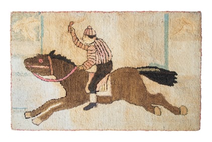 An American Horse and Jockey Hooked Rug