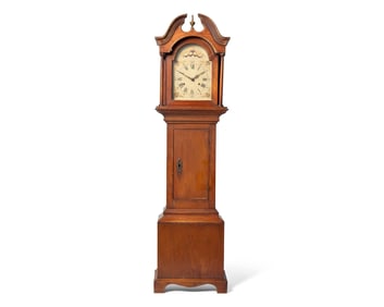 A Chippendale Style Pine and Maple Dwarf Clock