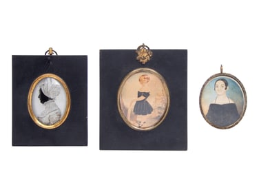 Anglo-American School 19th Century, A Group of Three Portrait Miniatures