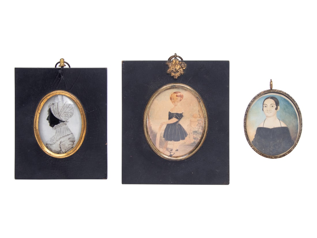 Anglo-American School 19th Century, A Group of Three Portrait Miniatures (1 of 2)
