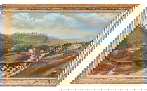 American School 19th Century, Rural Landscape with Railroad: American School 19th Century, Rural Landscape with Railroad watercolor and gouache on paper, framed. 14 1/4 x 26 1/4 inches (sight), 18 x 30 1/8 inches (frame). This lot is located in Philadelphia. Pr