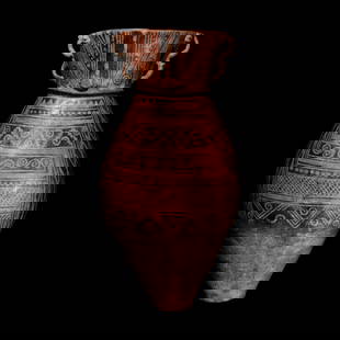 A Nariño Polychrome Amphora: A Nari&#241;o Polychrome Amphora Colombia or Ecuador, Circa 800-1500 A.D. Height 24 1/2 inches (62.23 cm). This lot is located in Chicago. Size Height 24 1/2 inches (62.23