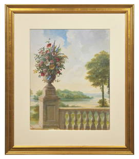 WILLIAMS LAWRENCE (BUNNY WILLIAMS & ELIZABETH LAWRENCE)
Robert Jackson (American, 1931-2003)
Untitle: WILLIAMS LAWRENCE (BUNNY WILLIAMS & ELIZABETH LAWRENCE) Robert Jackson (American, 1931-2003) Untitled (Landscape from a Balcony) watercolor on paper signed 'ROBERT JACKSON' lower right 24 x 19 inches,