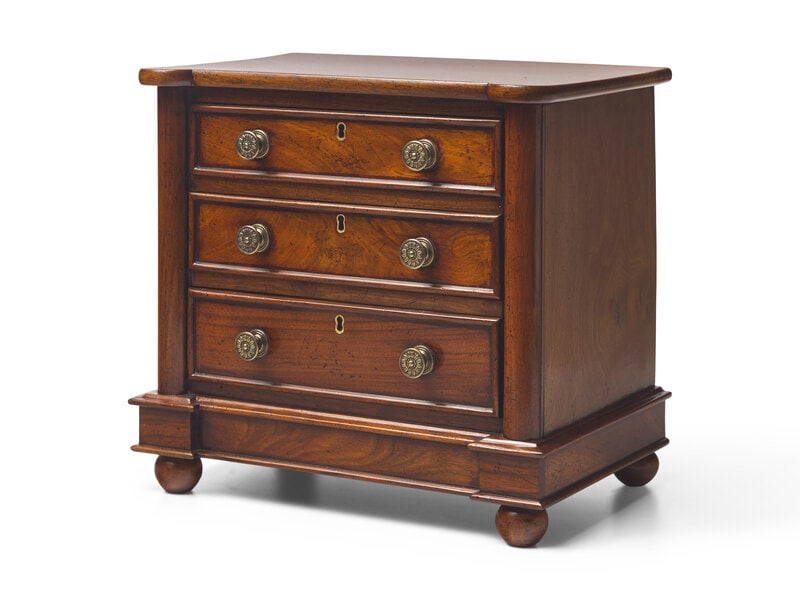 NATE BERKUS
A Chippendale Style Miniature Mahogany Apprentice Chest (1 of 2)