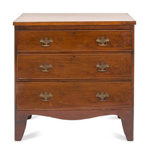 A Federal Mahogany Chest of Drawers : A Federal Mahogany Chest of Drawers  American, 19th Century Height 33 3/8 x width 33 3/4 x depth 16 1/2 inches. This lot is located in Palm Beach.
