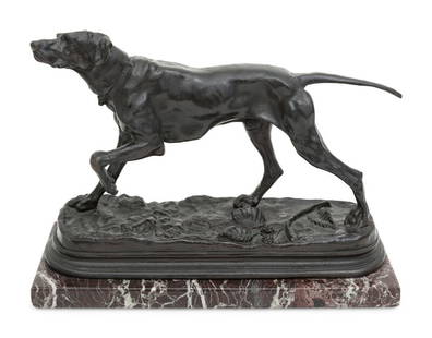 A Bronze Canine Sculpture After Jules Moigniez (French, 1835-1894) : A Bronze Canine Sculpture After Jules Moigniez (French, 1835-1894)  Height 9 inches. This lot is located in Palm Beach.