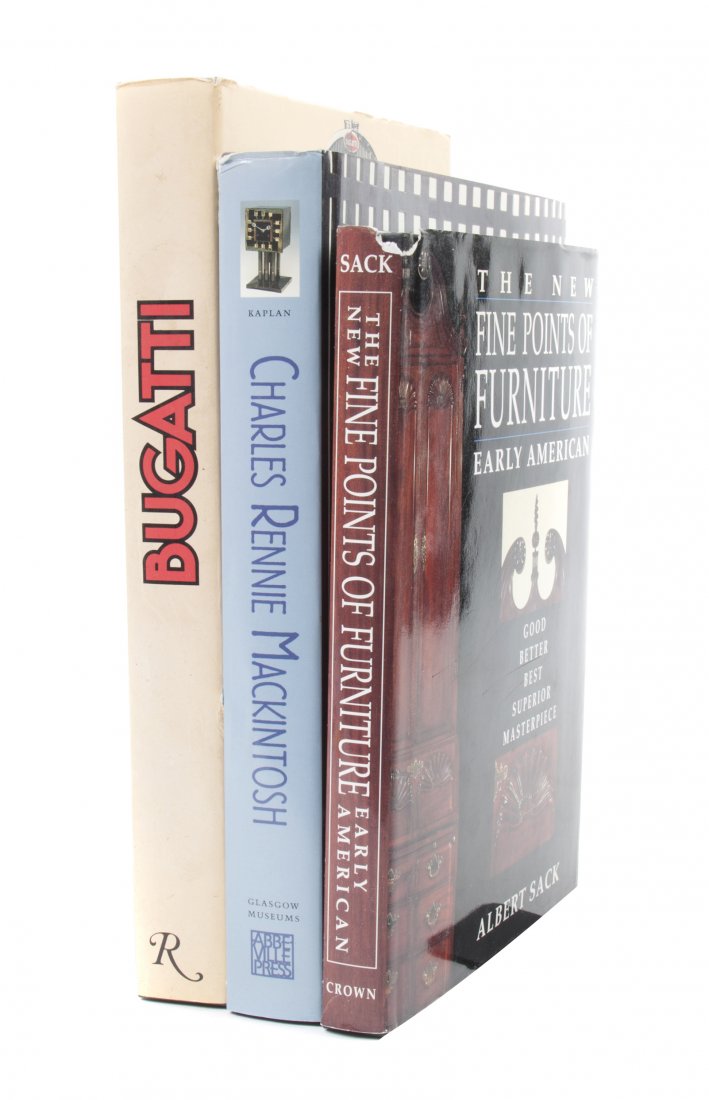A Collection of Books Pertaining to Furniture and Archi: A Collection of Books Pertaining to Furniture and Architecture, including Charles Rennie Mackintosh, Frank Lloyd Wright and Carlo Bugatti monographs; 8 titles total.