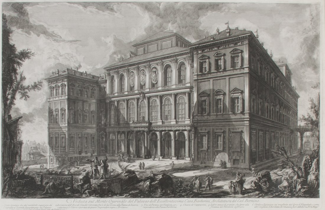 PIRANESI, GIOVANNI BATTISTA. A group of two etchings fr: PIRANESI, GIOVANNI BATTISTA A group of two etchings from Veduta di Roma, (Rome, 1748 or later). Size of each 15 1/2 x 24 inches. Property from the Collection of David H. Gee, Chicago, Illinois