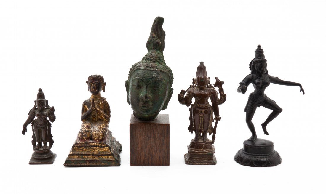 A Group of Southeast and South Asian Bronze Figures of : A Group of Southeast and South Asian Bronze Figures of Deities. Height of tallest overall 5 1/2 inches.
