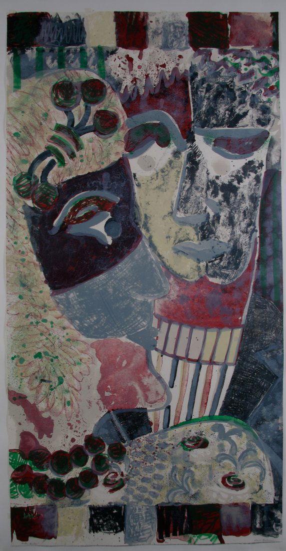 Robert Ellis Kushner, (American, b. 1949), Another Ques: Robert Ellis Kushner (American, b. 1949) Another Question color lithograph edition 4/20, signed Robert Kushner (lower right) 61 1/4 x 31 1/4 inches.