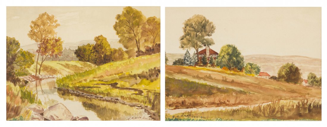 E. G. Dann Hansen, (American, 20th century), Fall Lands: E. G. Dann Hansen (American, 20th century) Fall Landscapes (a pair of works) watercolor signed E. G. Dann Hansen (lower right) 8 1/2 x 11 inches.
