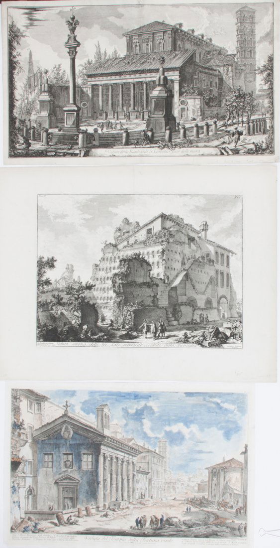 Giovanni Battista Piranesi, (Italian, b. 1720), Veduta : Giovanni Battista Piranesi (Italian, b. 1720) Veduta di Roma (a group of five) etching Largest 23 x 31 1/2 inches. Property from the Collection of David H. Gee, Chicago, Illinois