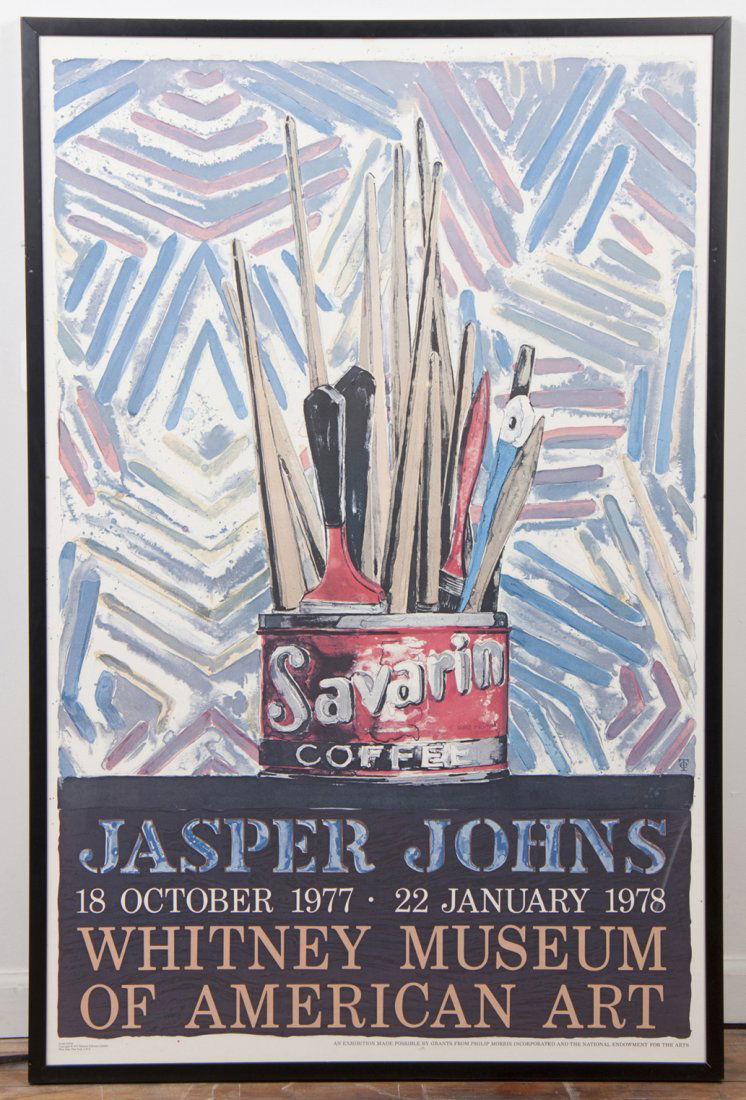 Jasper Johns, (American, b. 1930), Whitney Museum of Am: Jasper Johns (American, b. 1930) Whitney Museum of American Art poster 1977 33 x 28 inches.