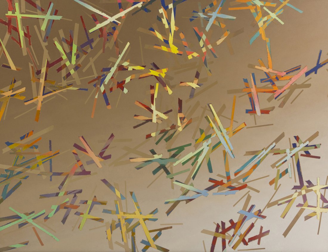 George Lewis, (British, 20th century), Unfounded: George Lewis (British, 20th century) Unfounded acrylic on canvas signed and titled (verso) 48 x 72 inches.